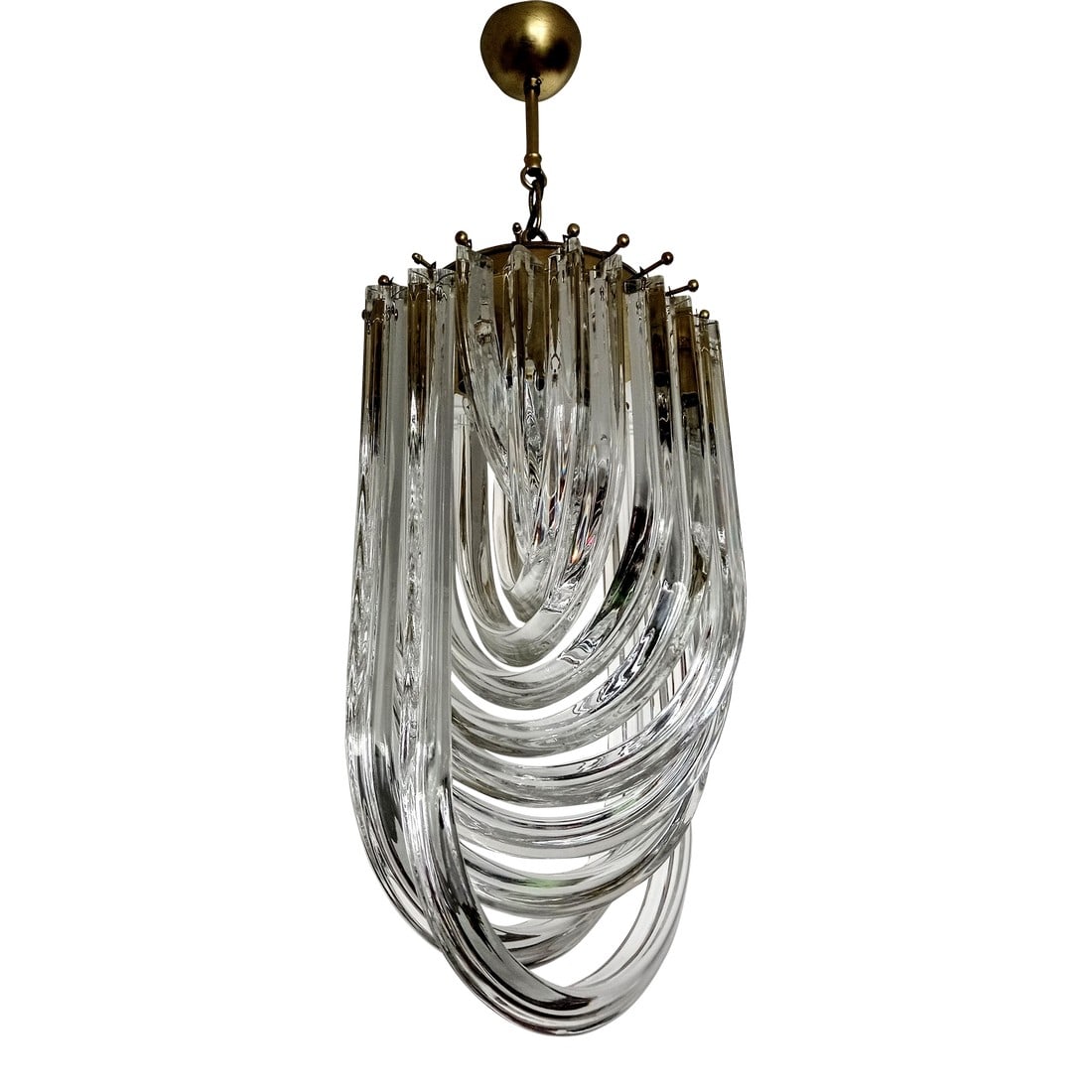 1970s Large Venini Italian Mid-Century Crystal Curly Chandelier (1 of 13)
