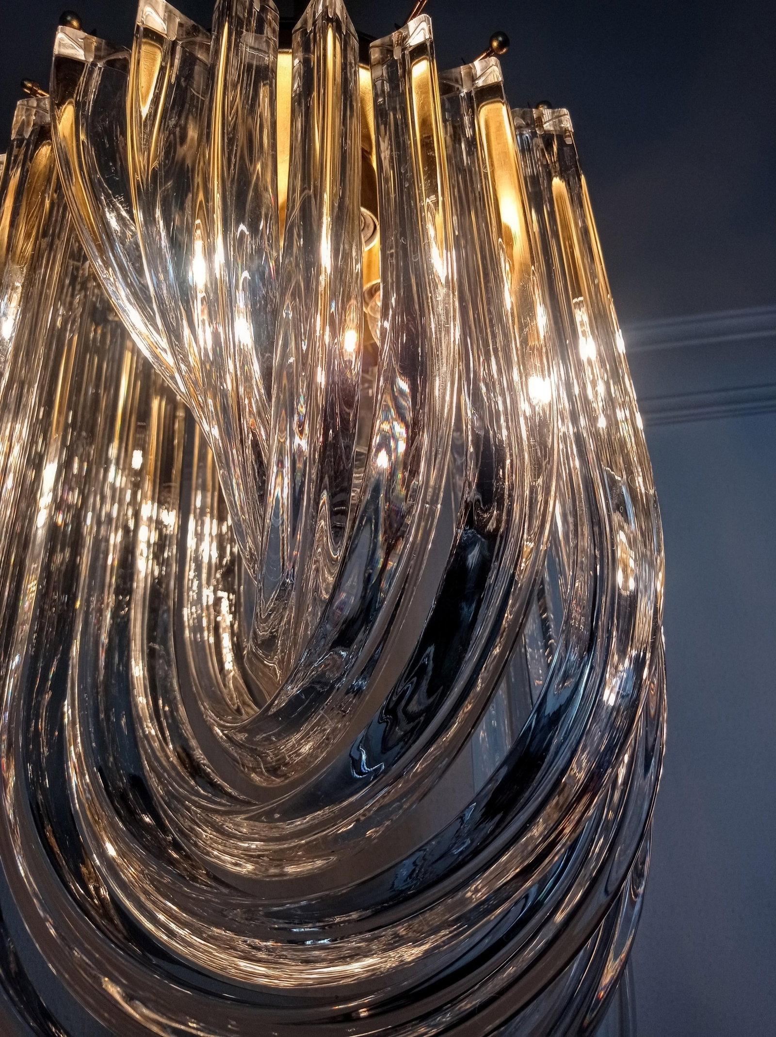 1970s Large Venini Italian Mid-Century Crystal Curly Chandelier - 7