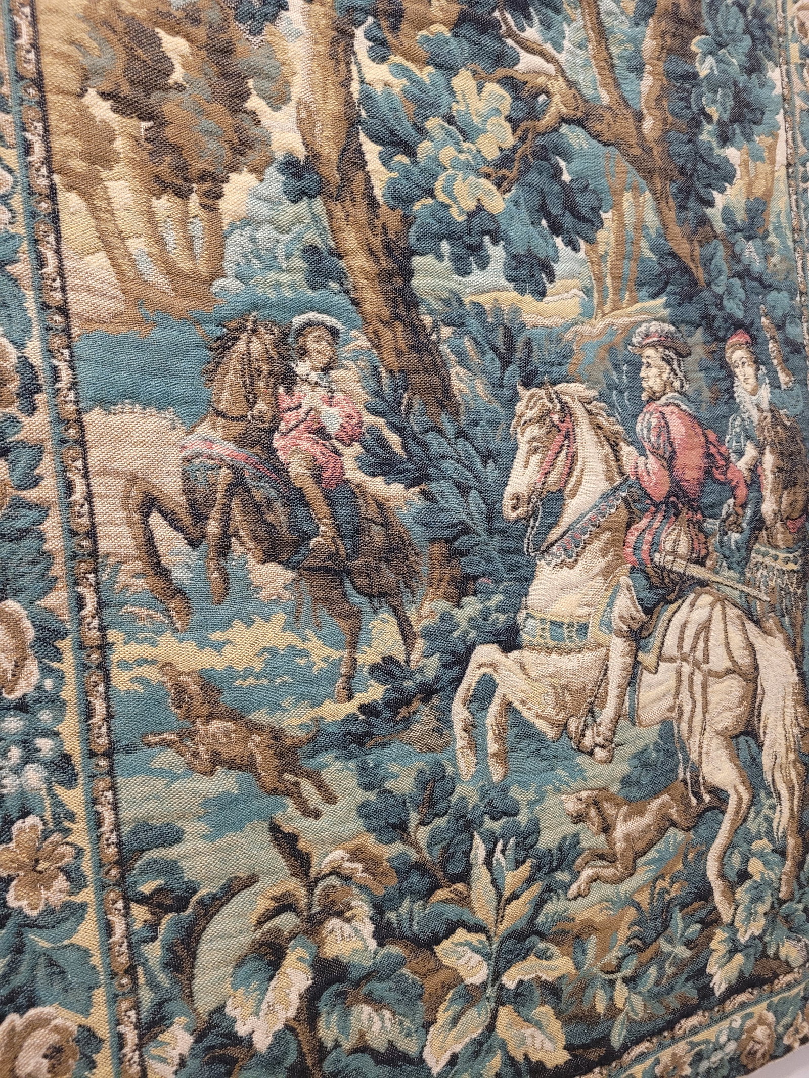 Belgian Woven Hunting Scene Tapestry - 3