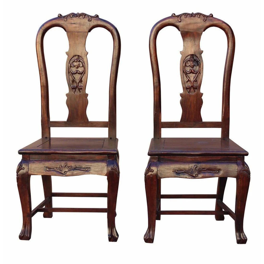 Chinese Old Shanghai Design Solid Red Wood SuanZhiMu Rosewood Chairs - a Pair - 7