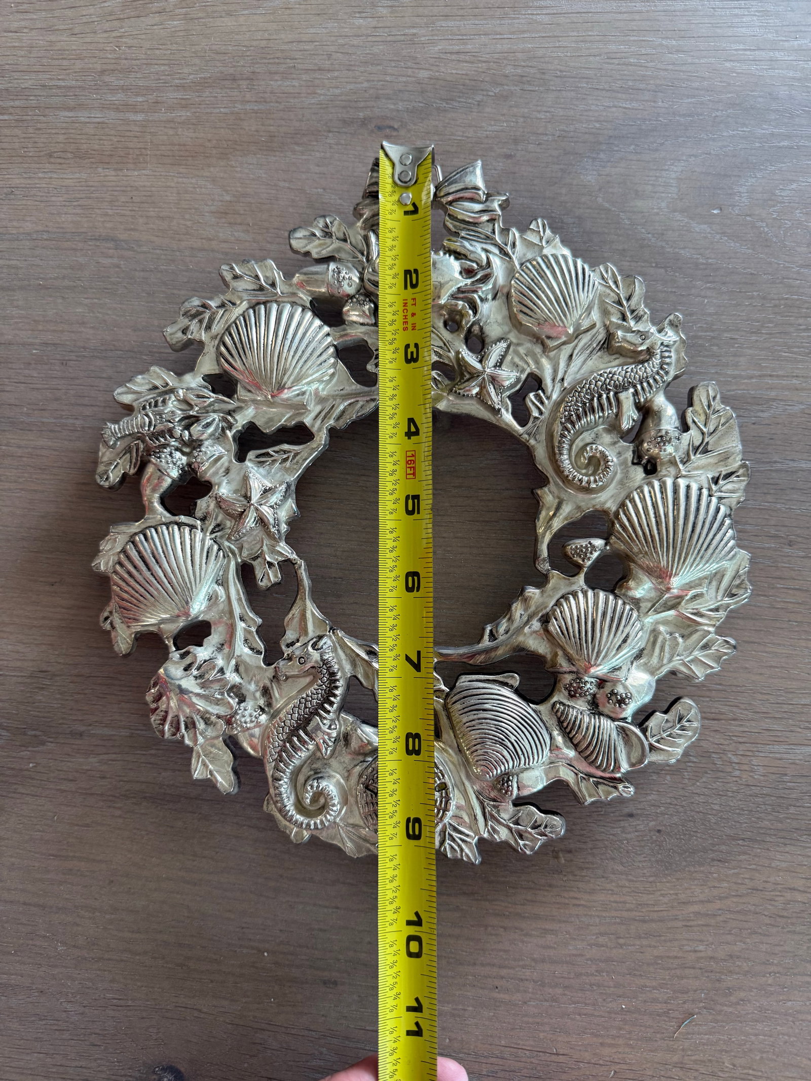 Vintage Silver Plate Coastal Wreath Trivet or Wall Hanging - 4