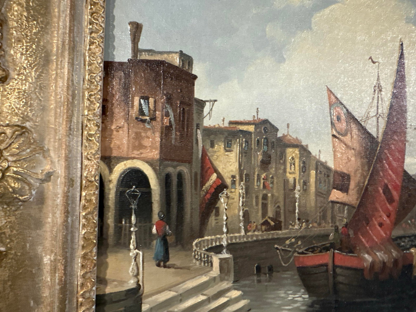 Late 19th Century Pair of Venetian Harbor Paintings "” Attributed to Karl Kaufmann (F. - 10