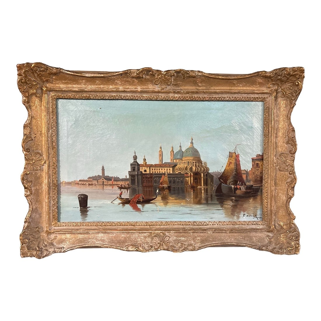 Late 19th Century Pair of Venetian Harbor Paintings "” Attributed to Karl Kaufmann (F. (1 of 12)