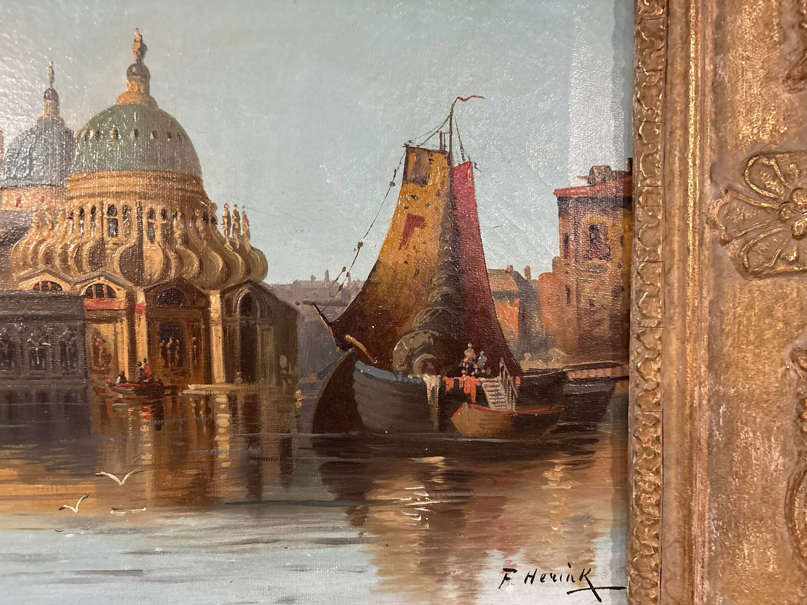 Late 19th Century Pair of Venetian Harbor Paintings "” Attributed to Karl Kaufmann (F. - 7