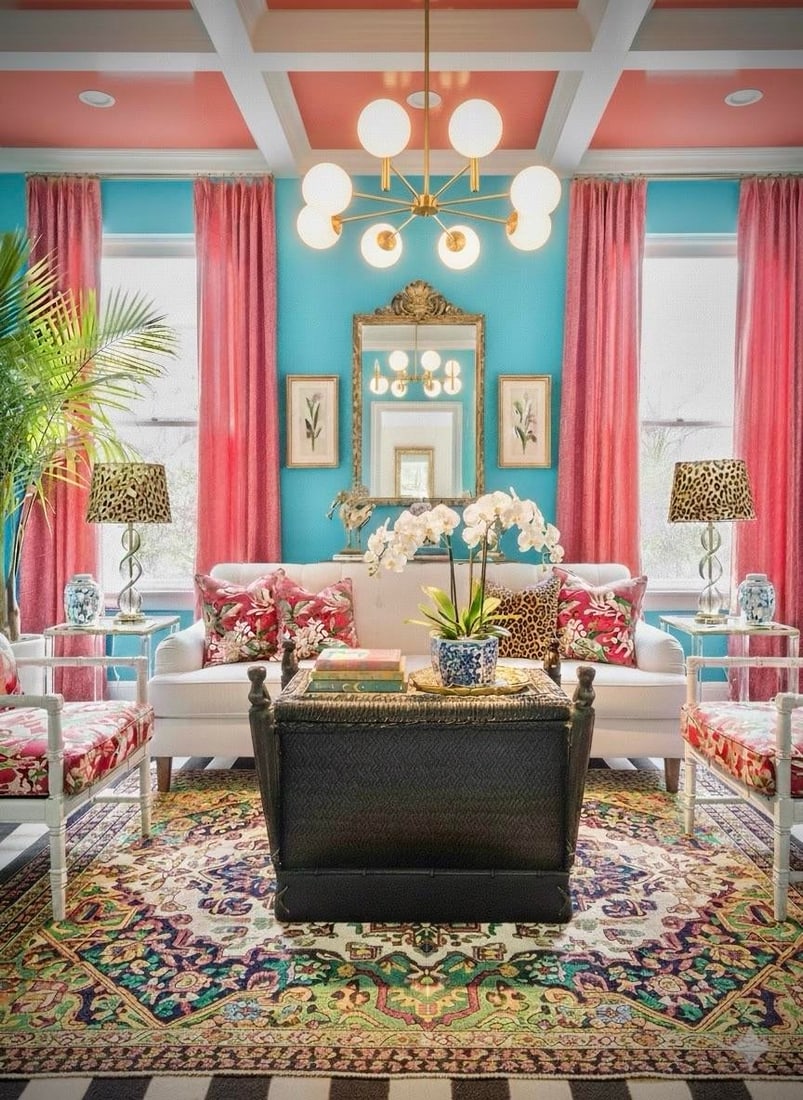 Chic Vintage Maximalist Tribal Rattan Storage Trunk / Japandi Coffee Table With Carved Guardians - 2