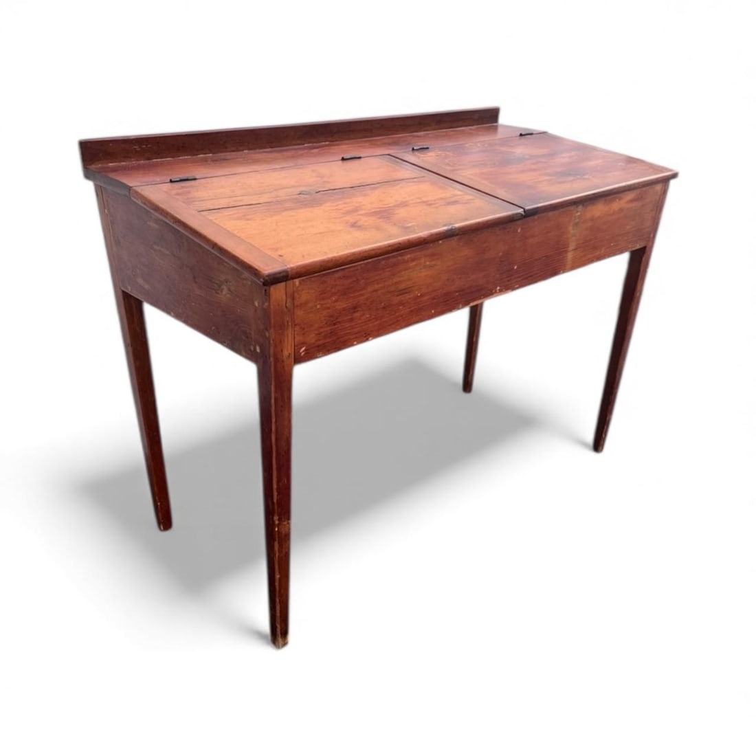 1910s Farmhouse Writing Desk With Two Lift Top Panels for Concealing Storage - 10