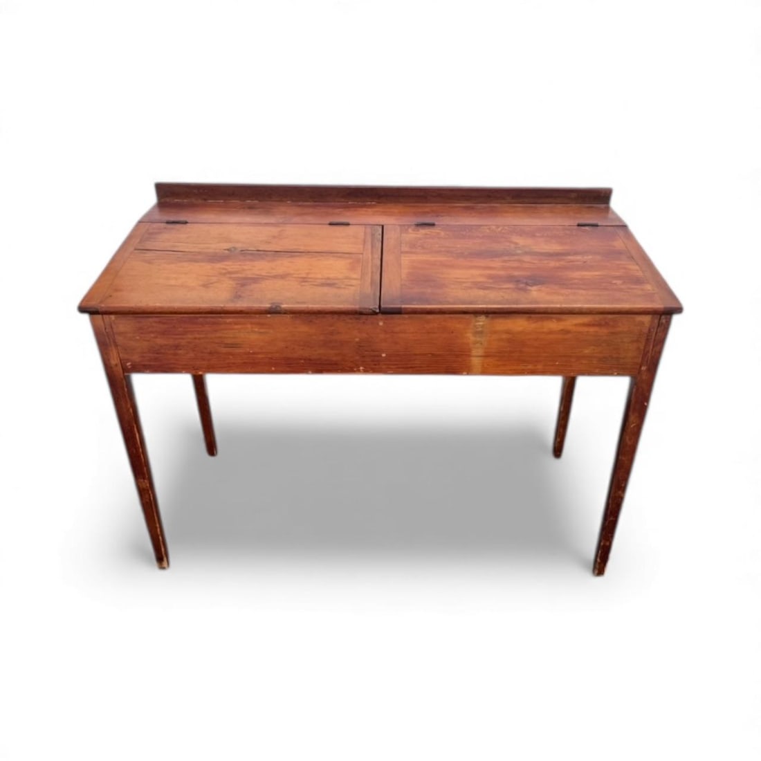 1910s Farmhouse Writing Desk With Two Lift Top Panels for Concealing Storage - 2