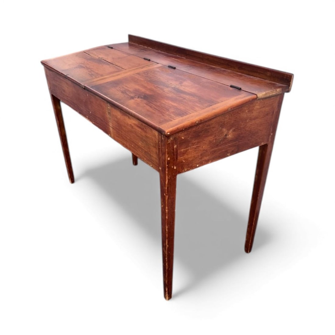 1910s Farmhouse Writing Desk With Two Lift Top Panels for Concealing Storage - 4