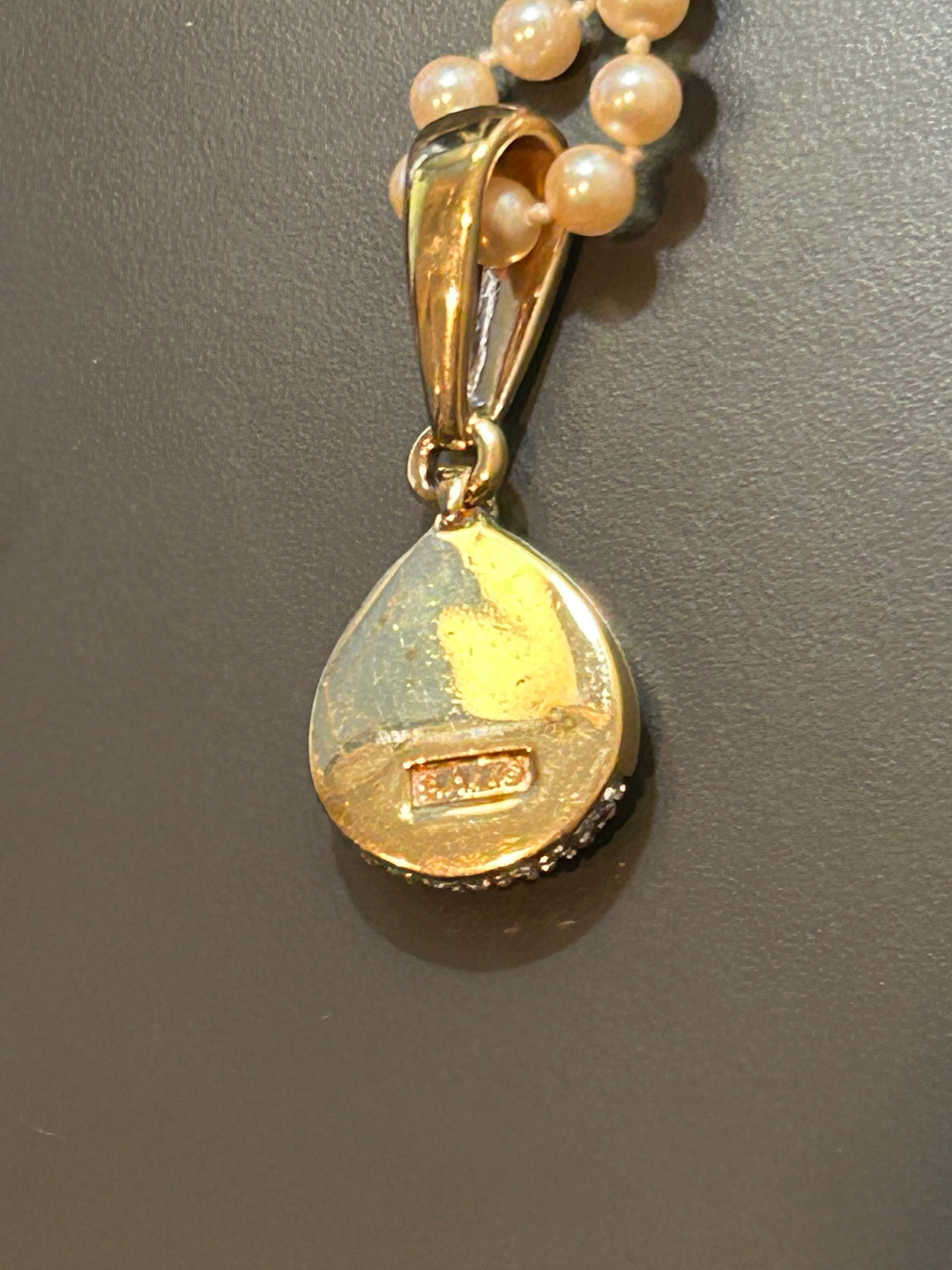 Vintage Swarovski Faux Pearl Necklace With Blue Crystal Enhancer Pendant – Blue Teardrop - 7