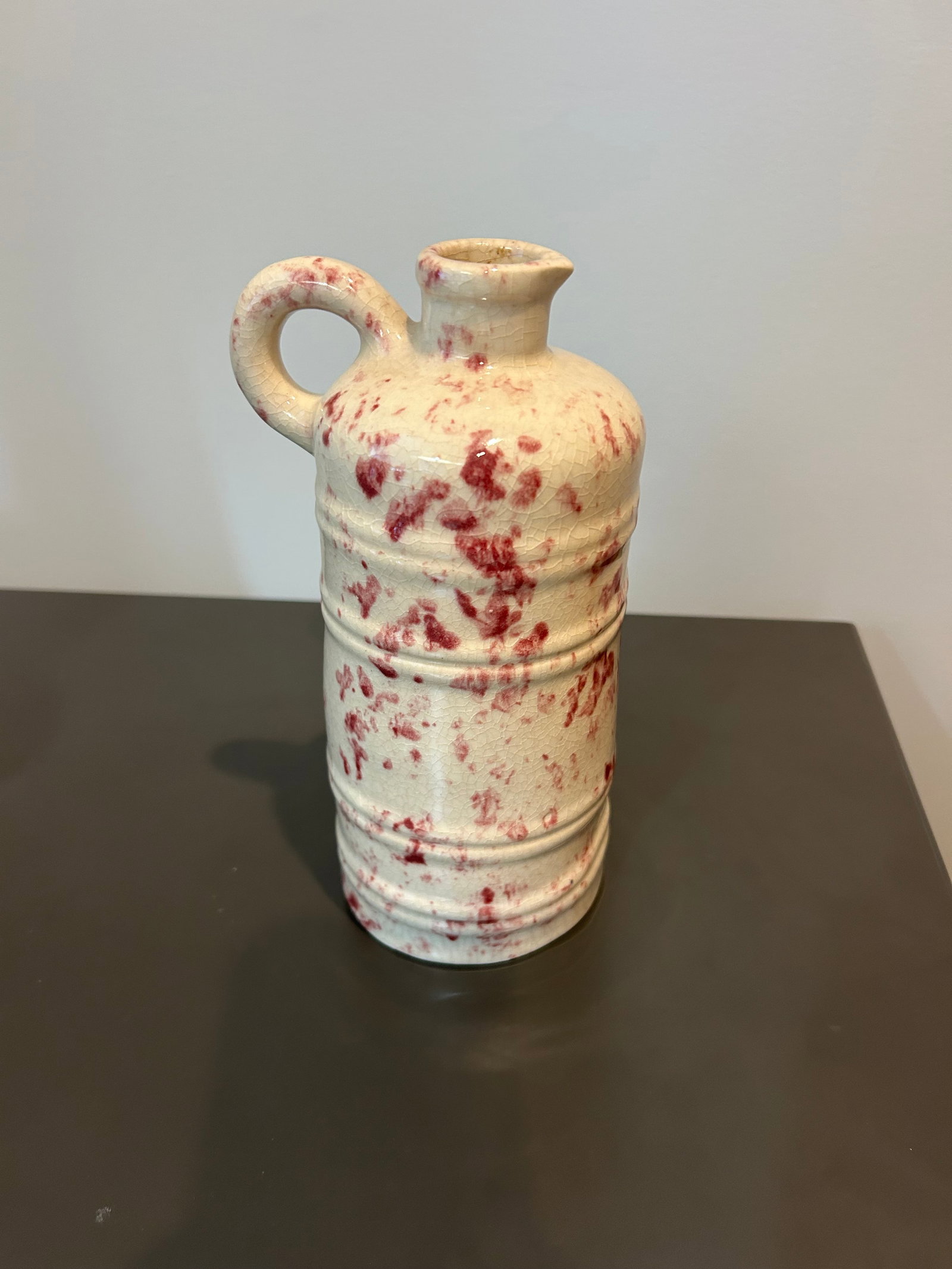 Vintage Mohawk R-4 Cranberry Spongeware Stoneware Jug – Mid-Century Advertising Liquor Bottle - 7