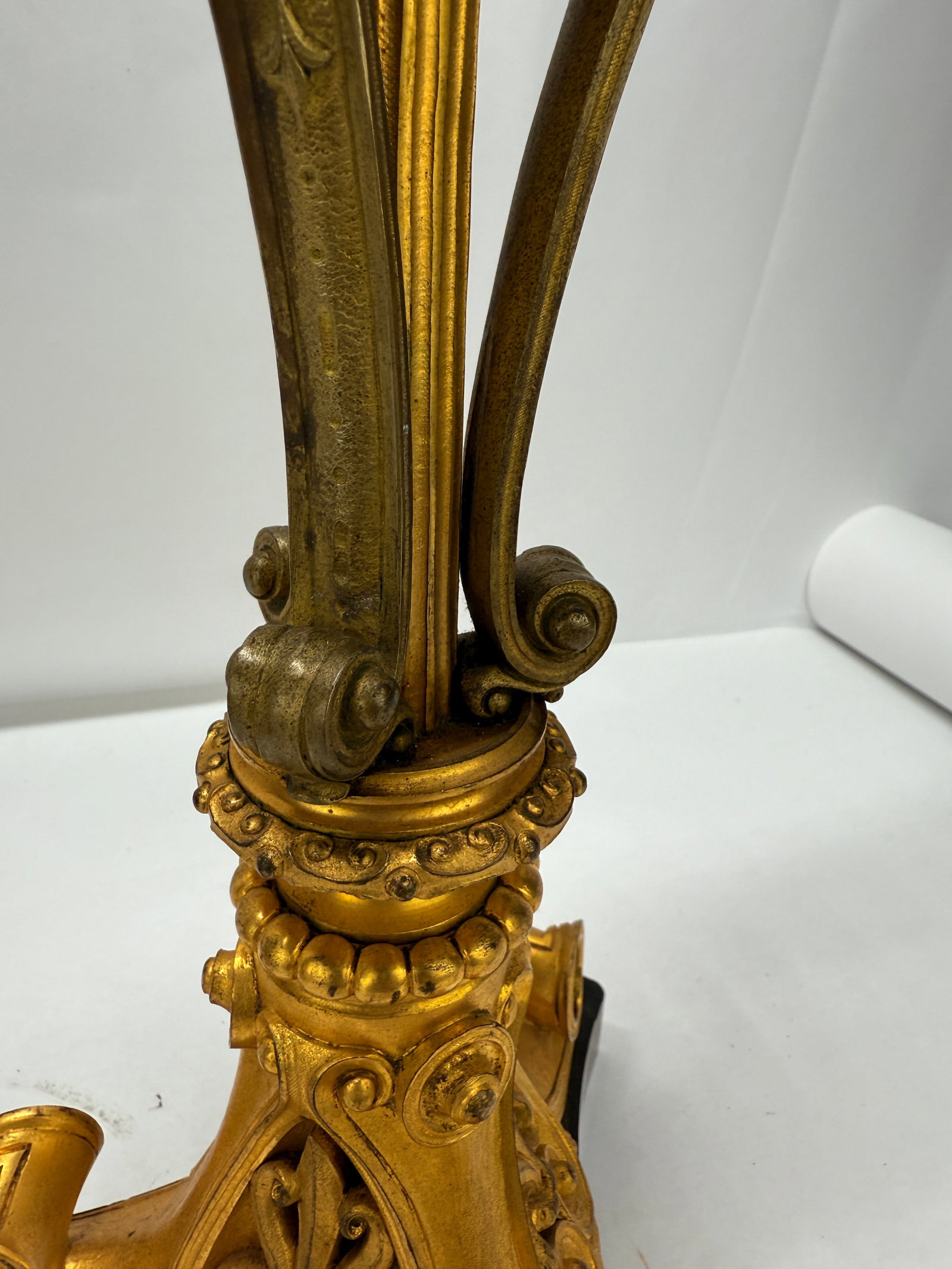 Neoclassical Parcel-Gilt and Patinated Bronze Tripod Zoomorphic Lamps C. 1900 Attributed to Edward F - 13