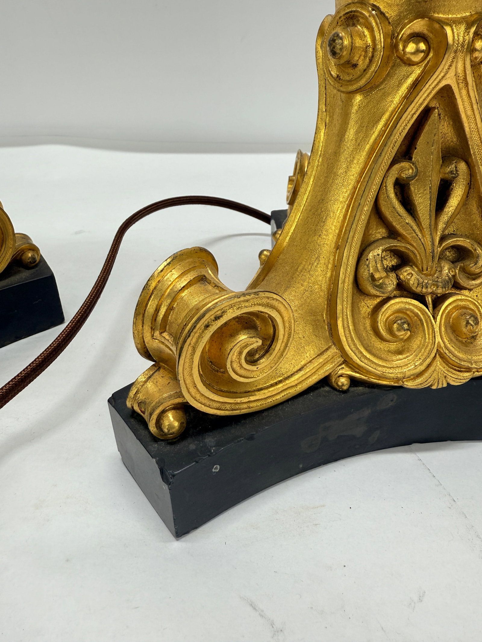 Neoclassical Parcel-Gilt and Patinated Bronze Tripod Zoomorphic Lamps C. 1900 Attributed to Edward F - 6