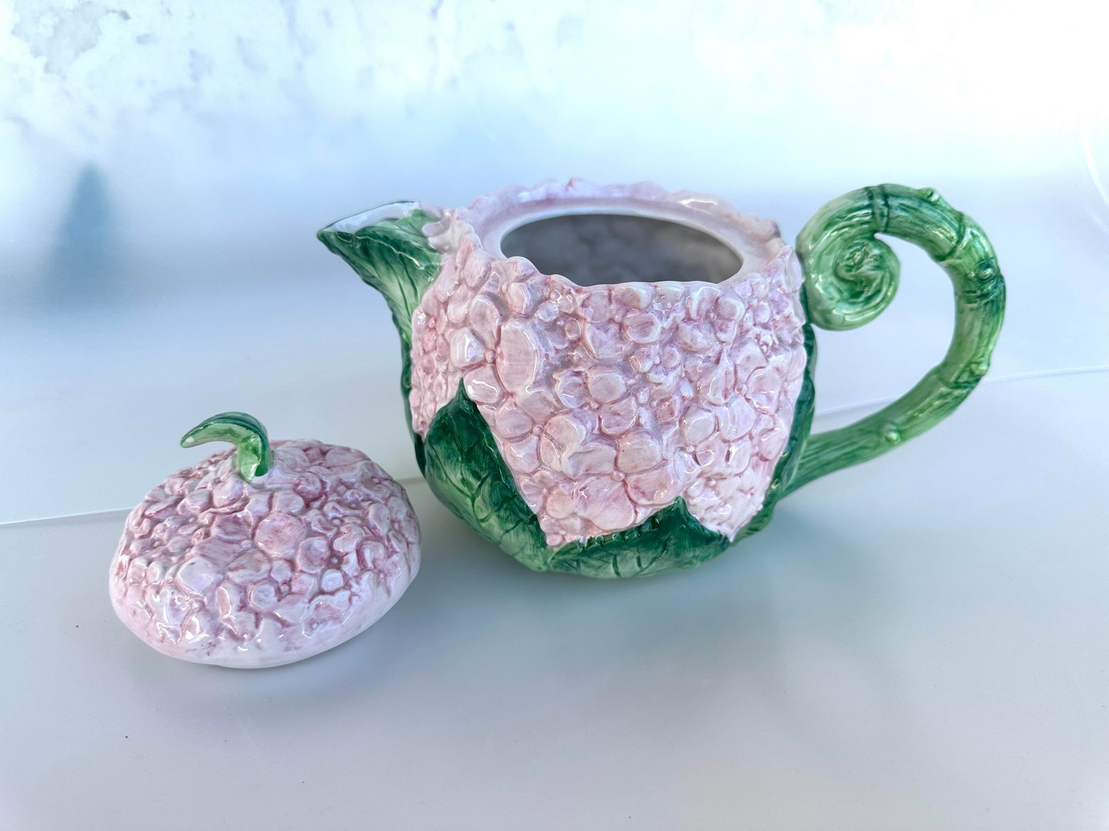 Fitz & Floyd Pink Hydrangea Tea Pot - 3