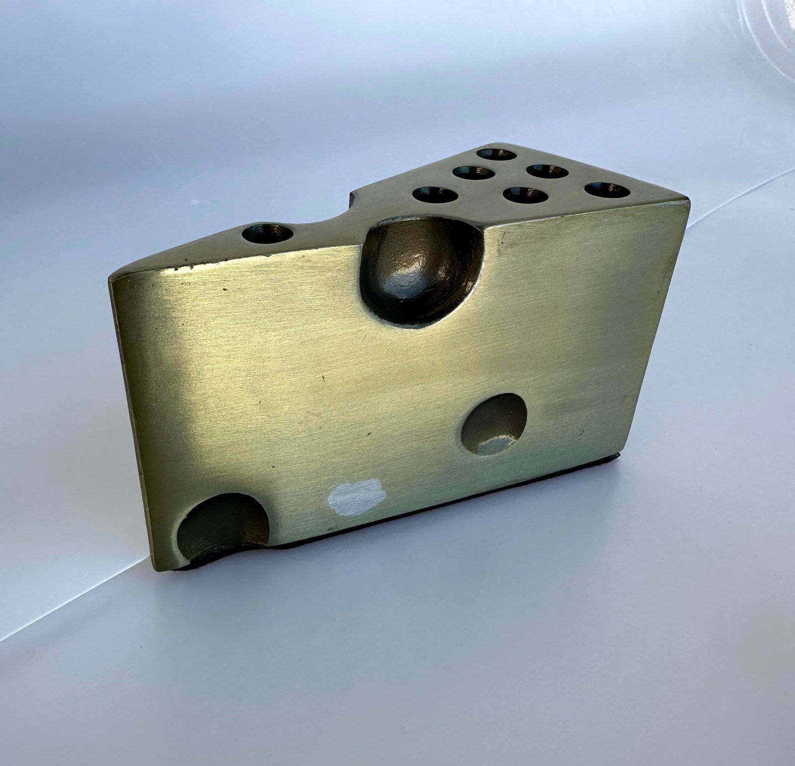 Vintage Brass Cheese Pen Holder - 6