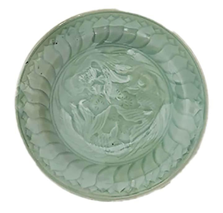 Early 20th Century Celadon Koi Fish Plates - Set of 4 - 2