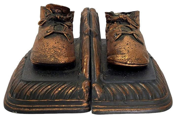 Mid Century Copper Bronzed Baby Shoe Bookends - 2