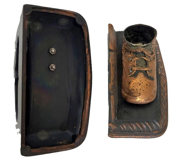 Mid Century Copper Bronzed Baby Shoe Bookends - 3