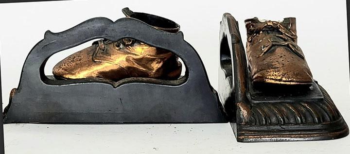 Mid Century Copper Bronzed Baby Shoe Bookends - 4