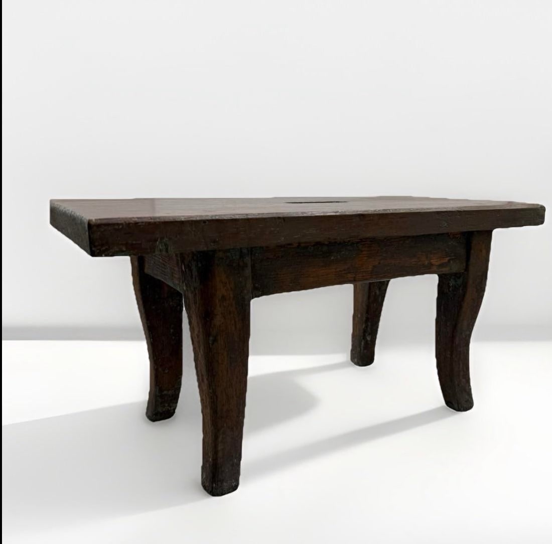 Antique Primitive Wooden Milking Foot Stool Rustic Farmhouse Patina, C. 1880-1920 - 4