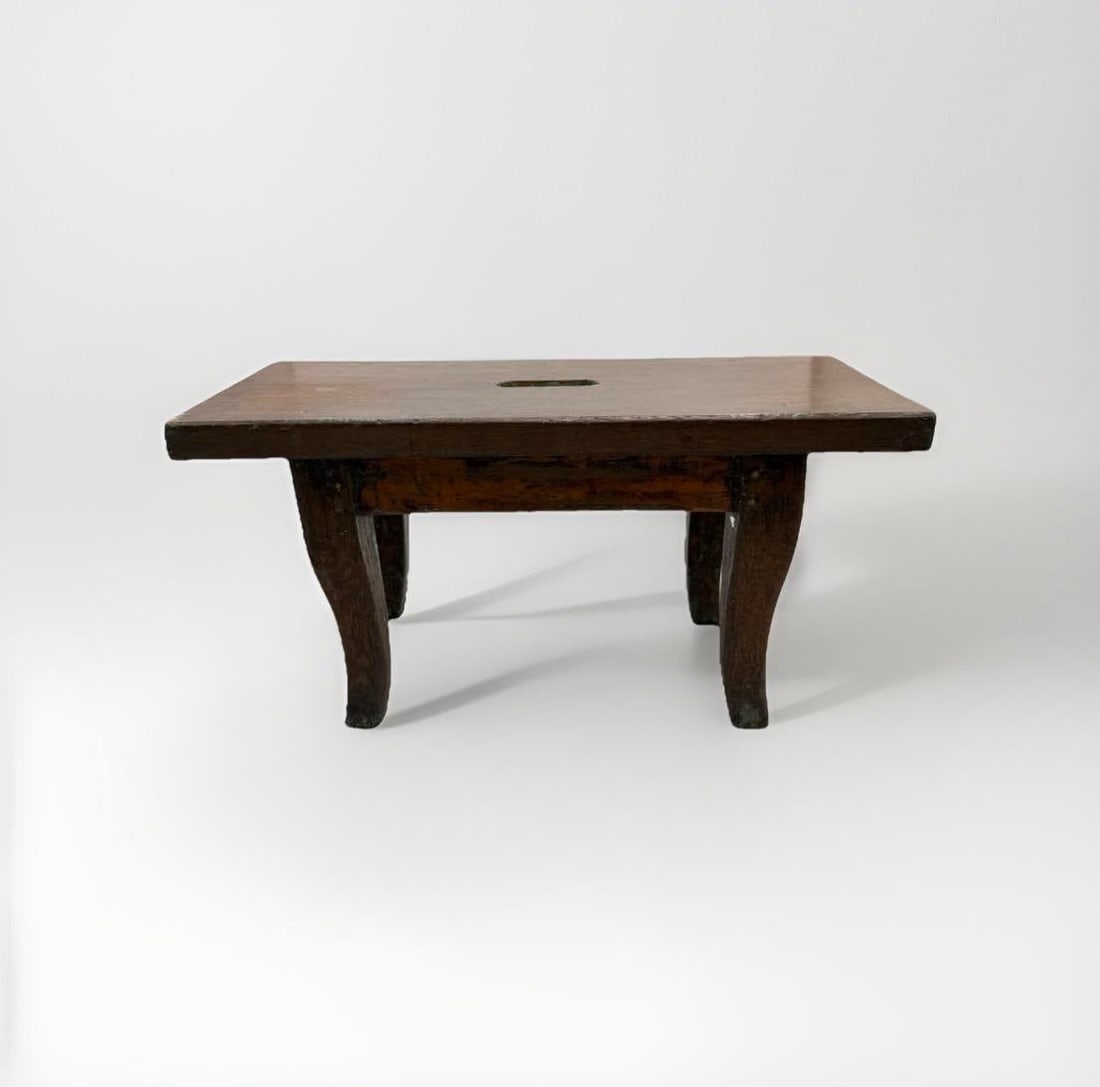 Antique Primitive Wooden Milking Foot Stool Rustic Farmhouse Patina, C. 1880-1920 - 7