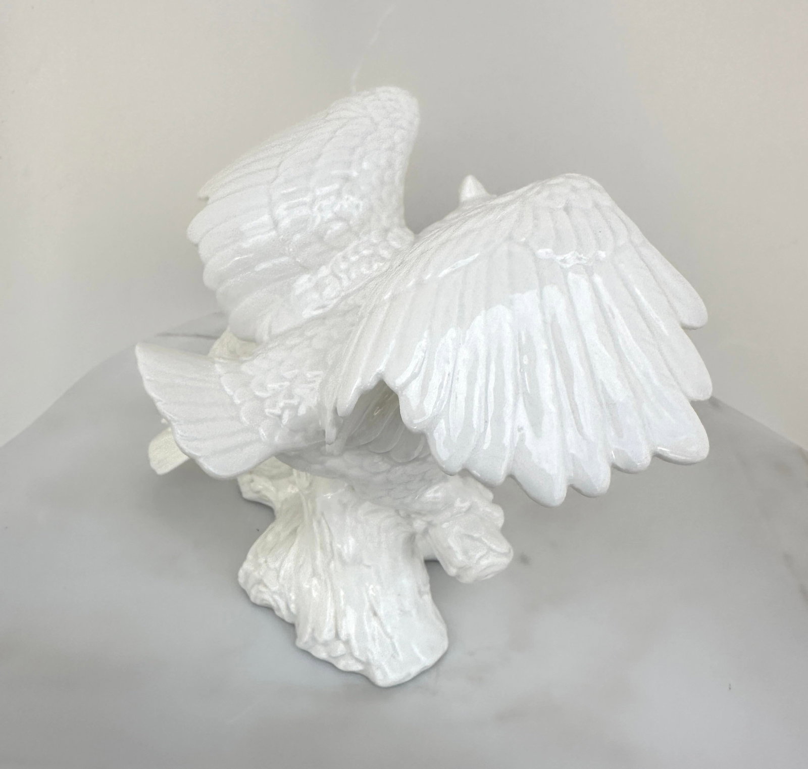 Vintage Ceramic White Owls on Branch - 3