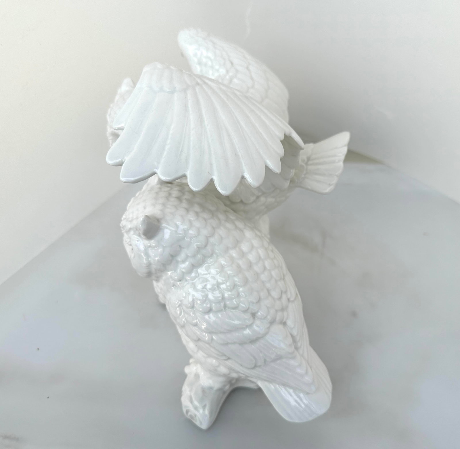 Vintage Ceramic White Owls on Branch - 4