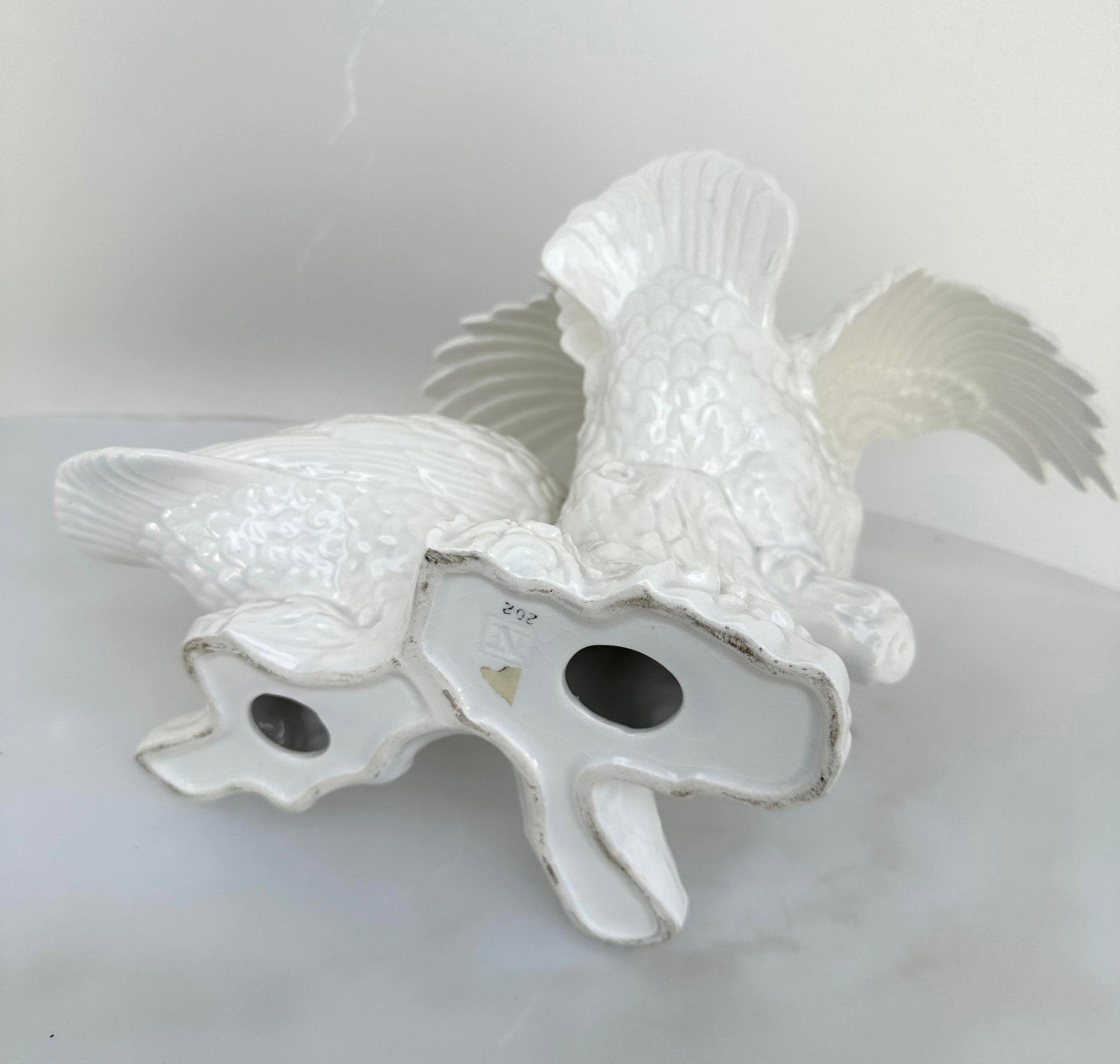 Vintage Ceramic White Owls on Branch - 6