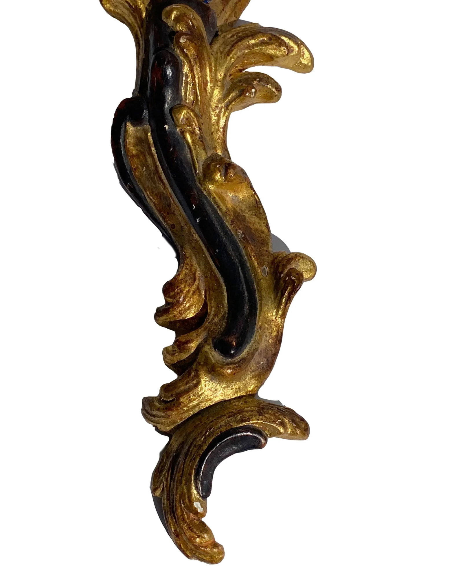 1960s Italian Hand Carved Wood & Metal Three Light Sconces - a Pair - 3