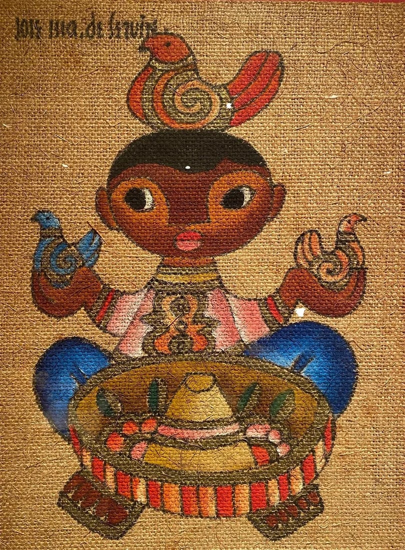 Jose Maria De Servin Mid 20th Century Mexican Figurative Folk Art Portrait Oil Paintings - a Pair - 5