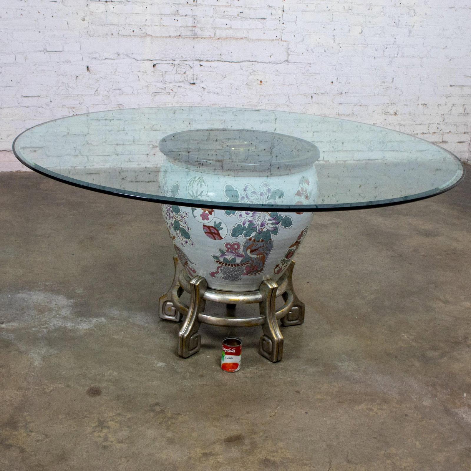 Late 20th Century Ming Treasures Fishbowl Pedestal Base Dining Table by Drexel Heritage Round Glass - 17