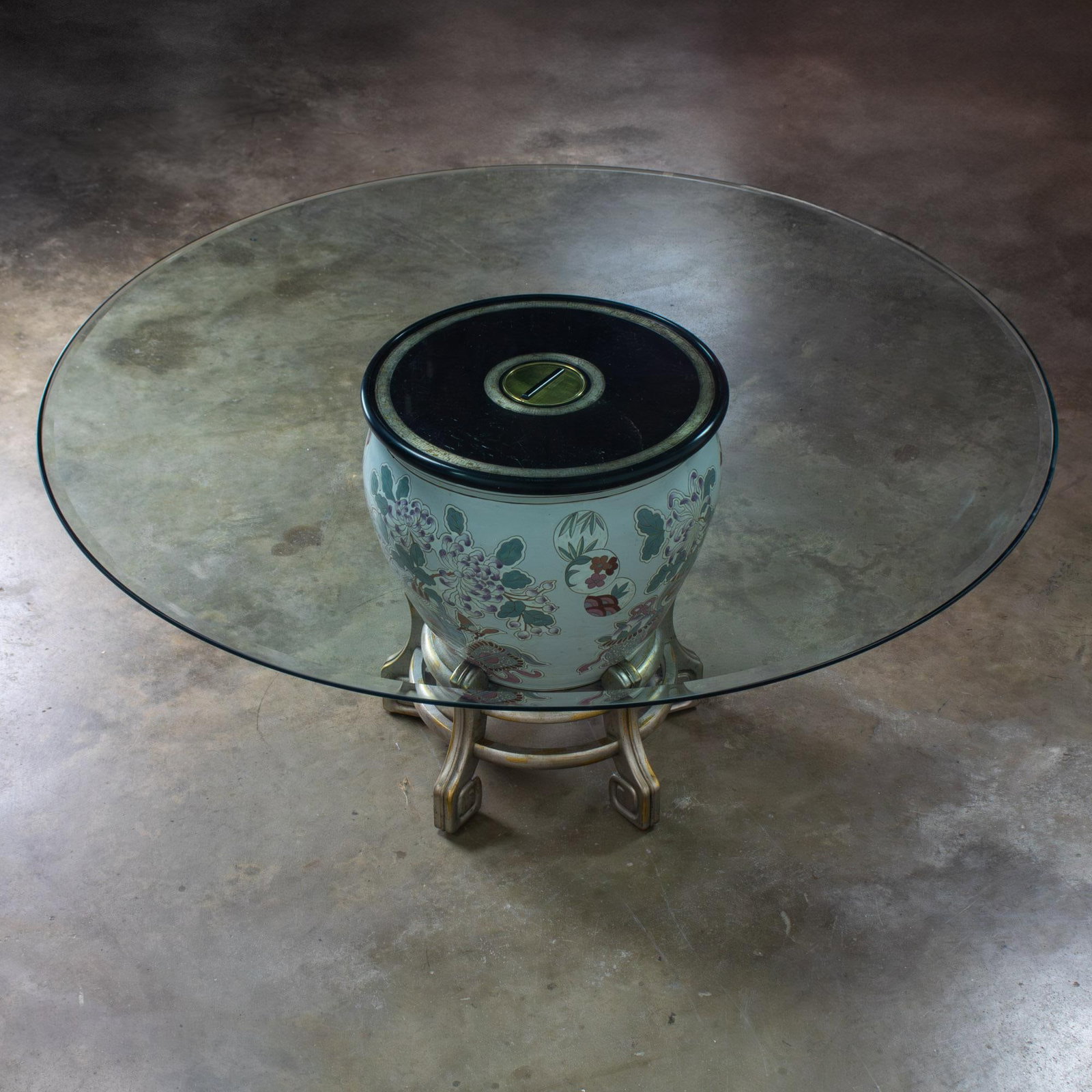 Late 20th Century Ming Treasures Fishbowl Pedestal Base Dining Table by Drexel Heritage Round Glass - 18