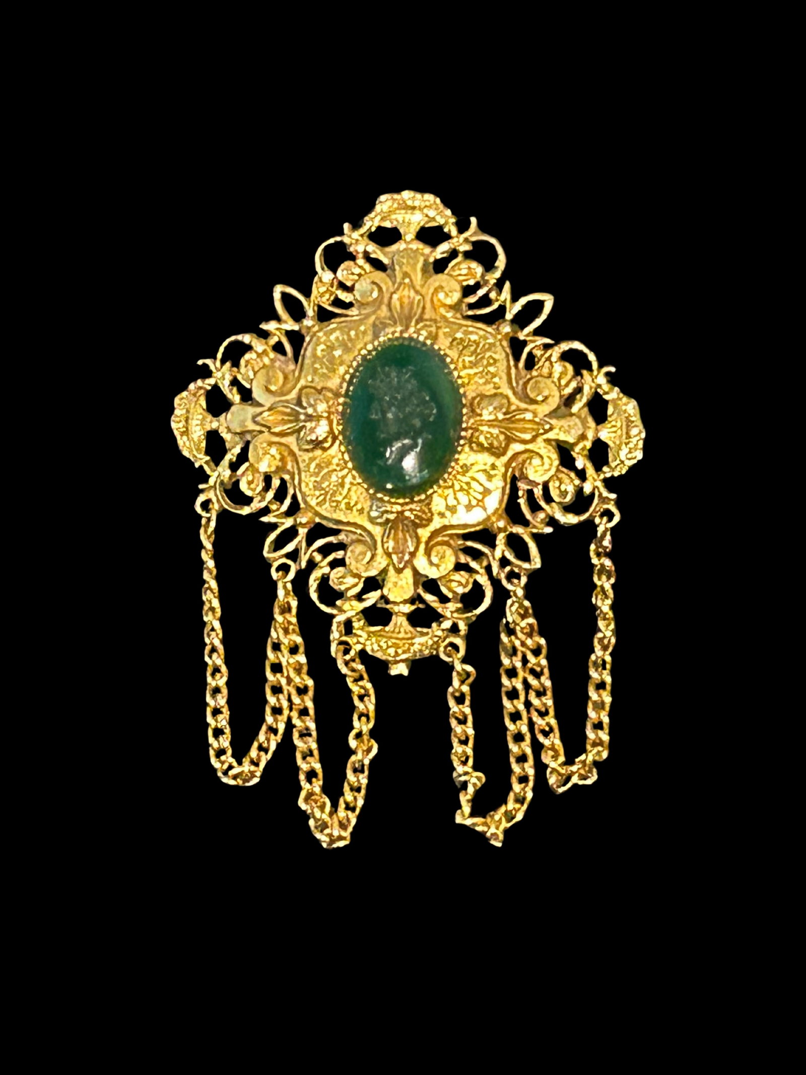 Vintage Signed Art Arthur Pepper Intaglio Cameo Brooch – Renaissance Revival Gold-Tone - 2