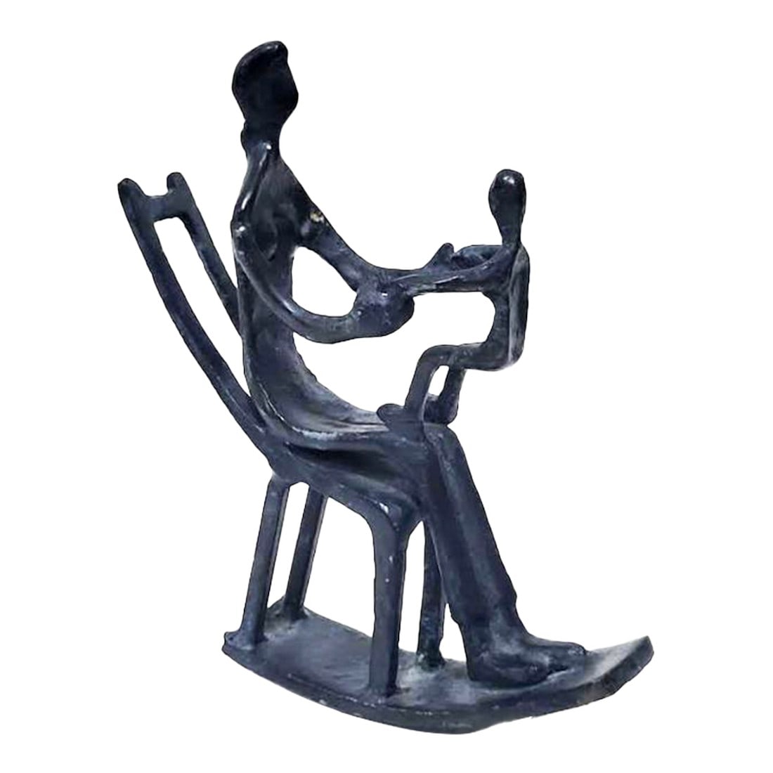Vintage Cast Metal Mother and Child on Rocking Chair Henry Moore Style- Nursery (1 of 3)
