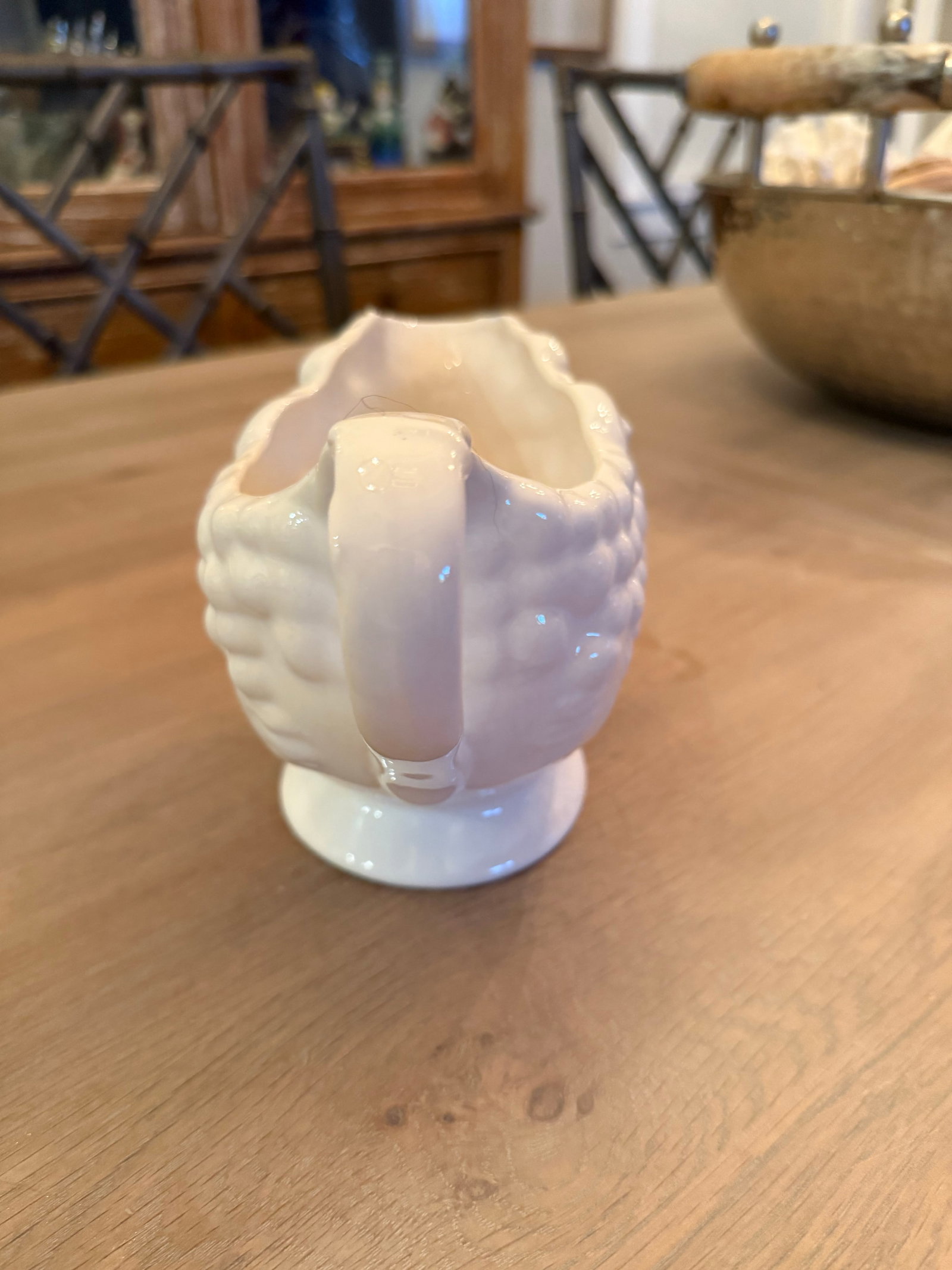 Vintage White Ceramic Gravy Boat Fruit Design - 5