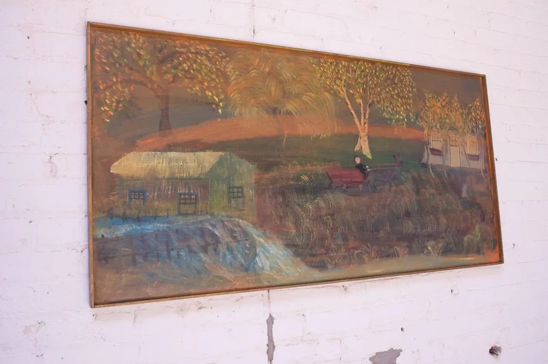 Outsider Art "Man in Carriage" Oil on Panel by Bruno Del Favero - 2