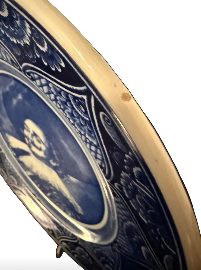 Vintage Delft Blue Portrait Plate Featuring the Laughing Cavalier by Frans Hals - 3