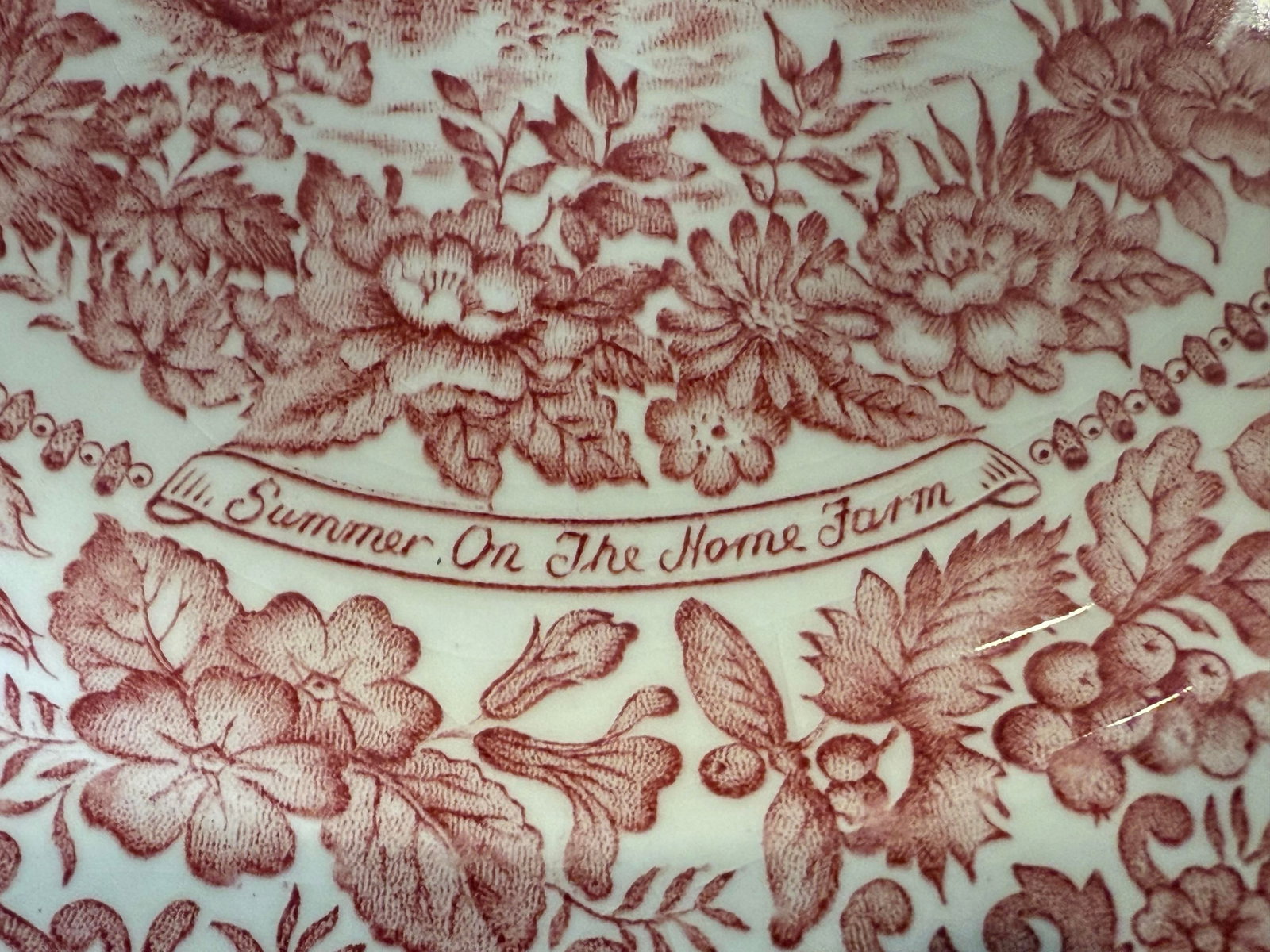 1970s Johnson Bros. "Four Seasons – Summer (On the Home Farm)" Red Transferware Plate - 5