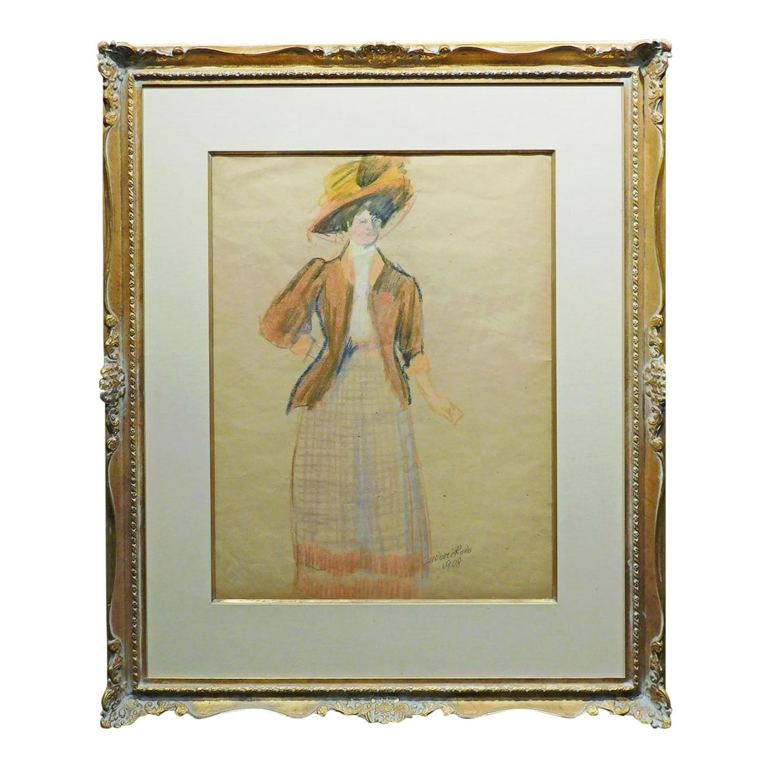 Pissarro Ludovic Rodo Woman With Hat Original Pastel Authentic Custom Framed Art: Woman with a Hat -framed by Ludovic Rodo Hand signed by the artist Image Size: 25" x 19" Framed Size: 37" x 30.5" Original Pastel Condition: Mint (Including Frame) Certificate of Authenticity and
