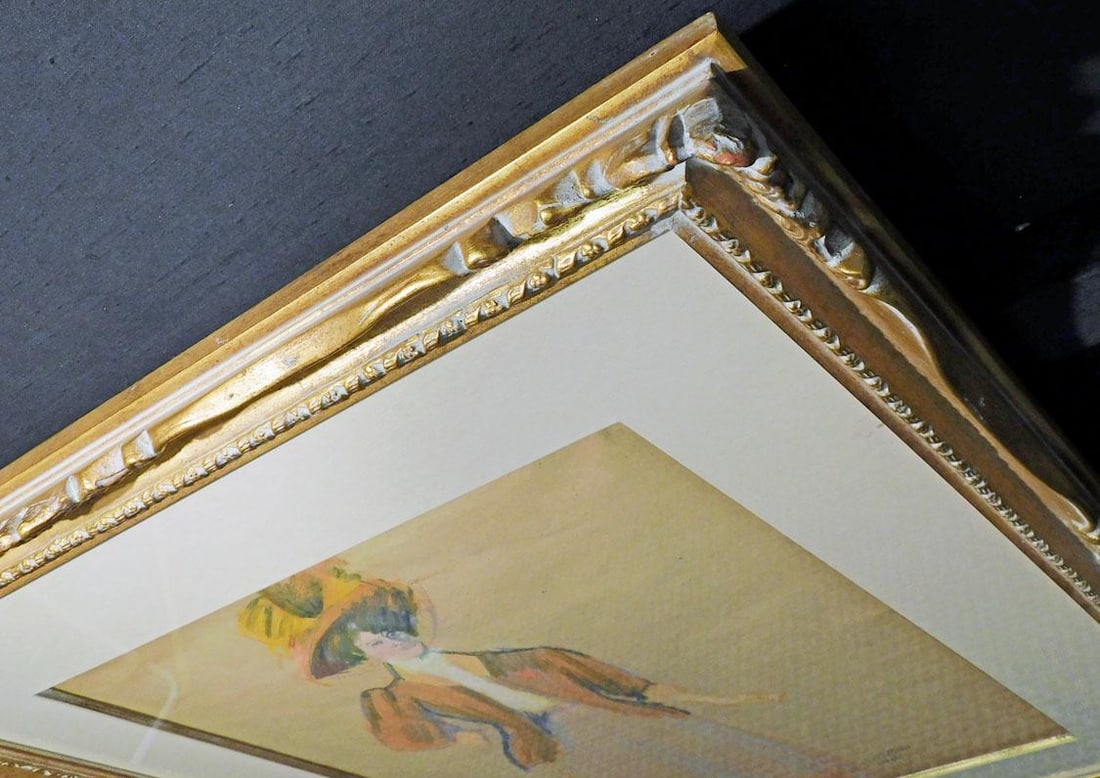 Pissarro Ludovic Rodo Woman With Hat Original Pastel Authentic Custom Framed Art - 3