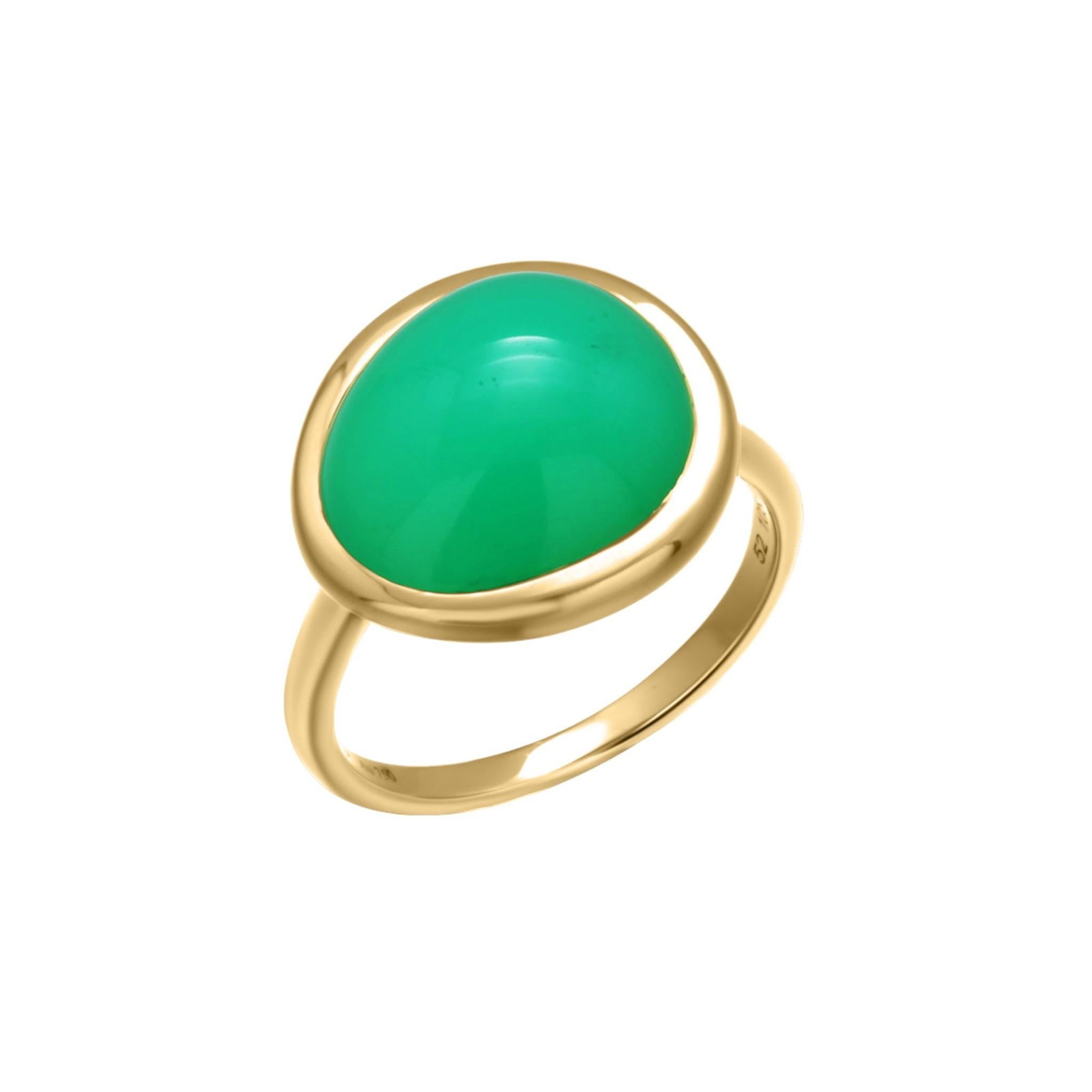 Fred Paris 18k Yellow Gold Chrysoprase Vintage Ring, Size 6 - 10