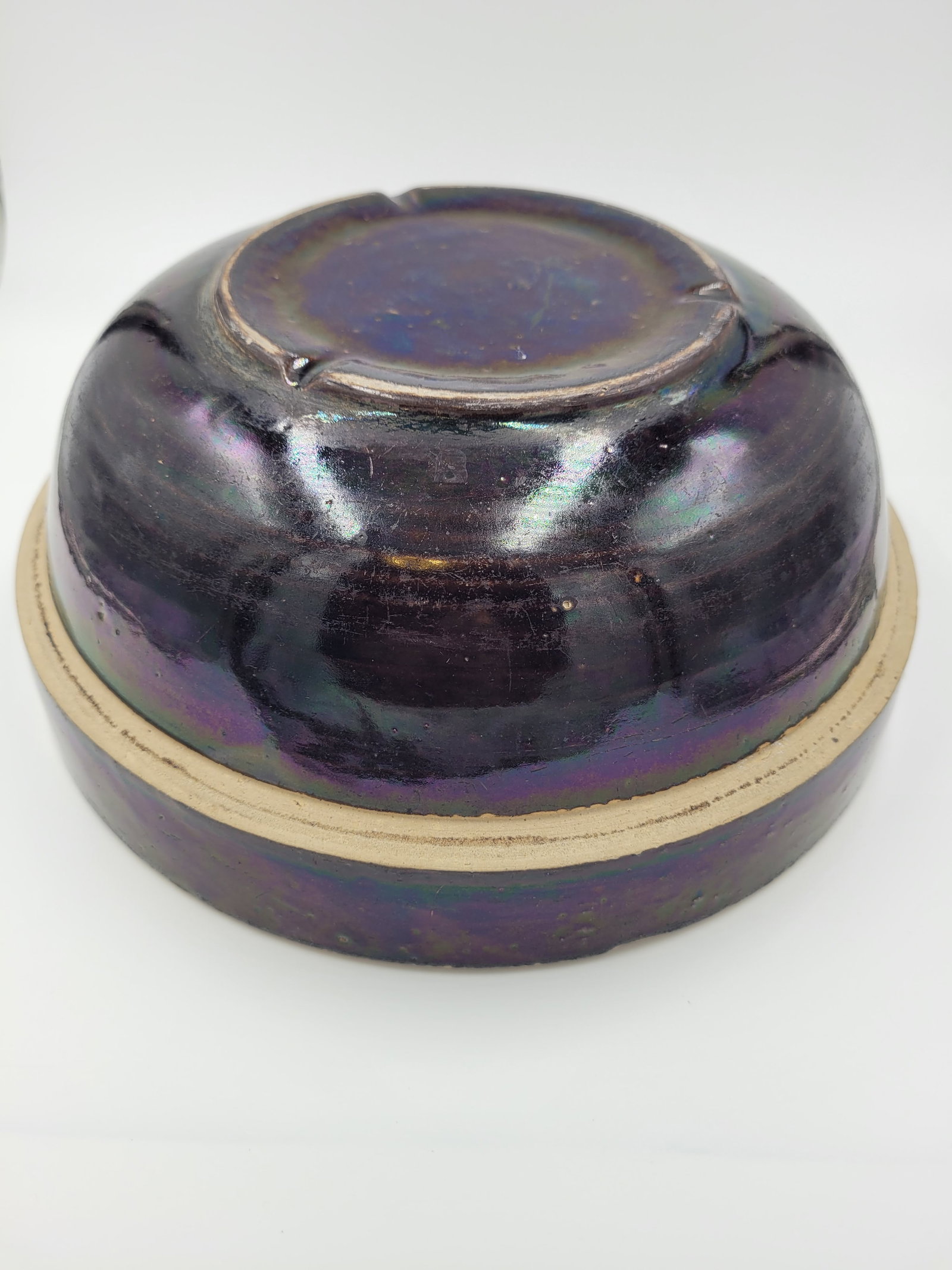 Antique 19th Century Iridescent Albany Slip Stoneware Mixing Bowl - 6