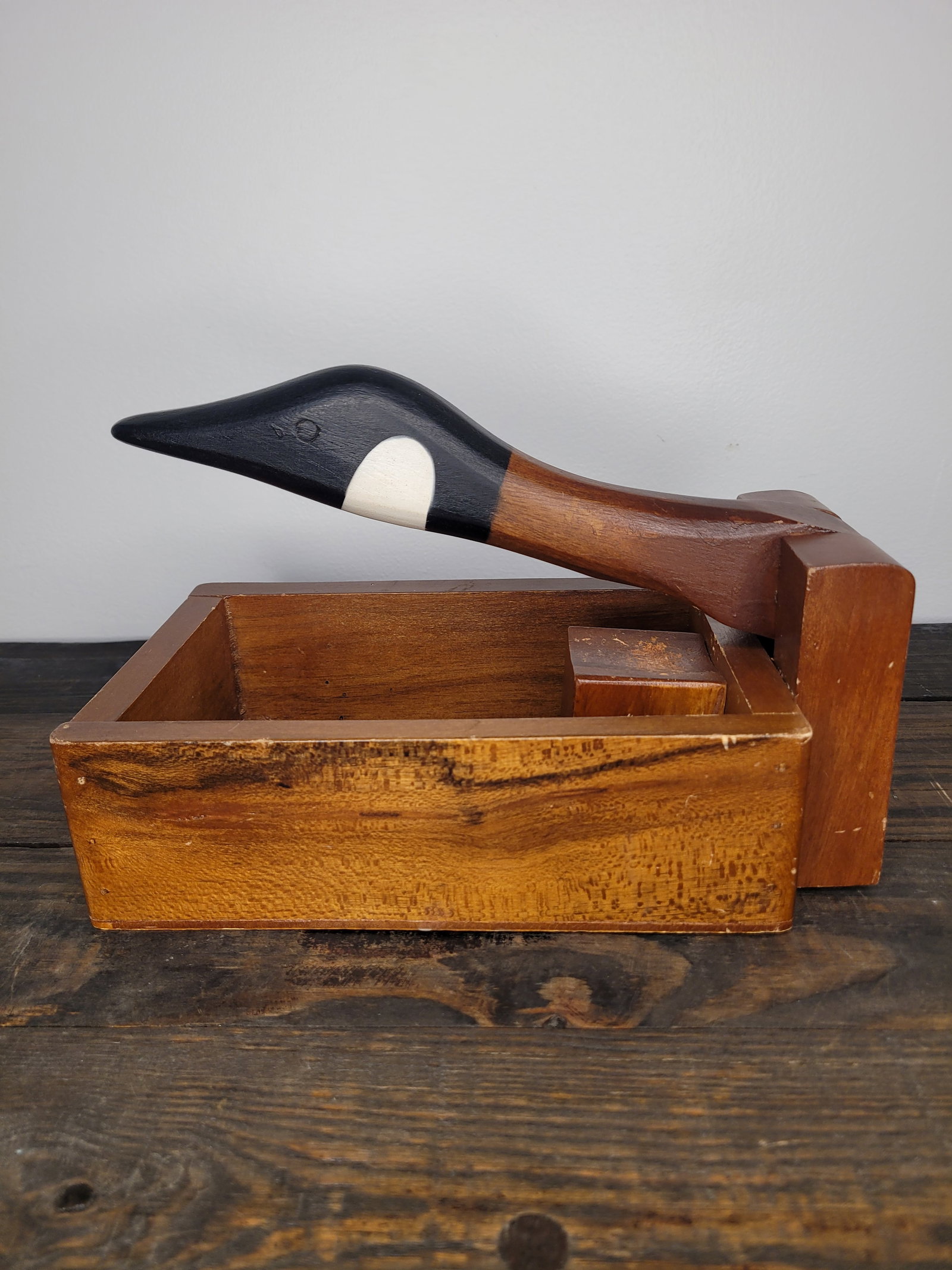 Vintage Hand-Carved Philippine Mahogany Goose Nutcracker & Serving Box - 3