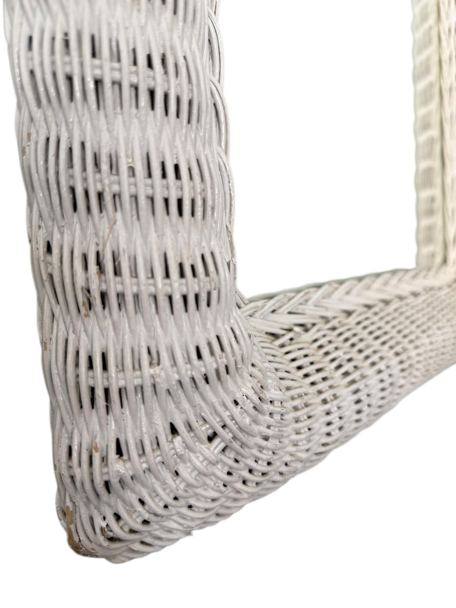 Vintage White Rattan Arched Mirror - 4