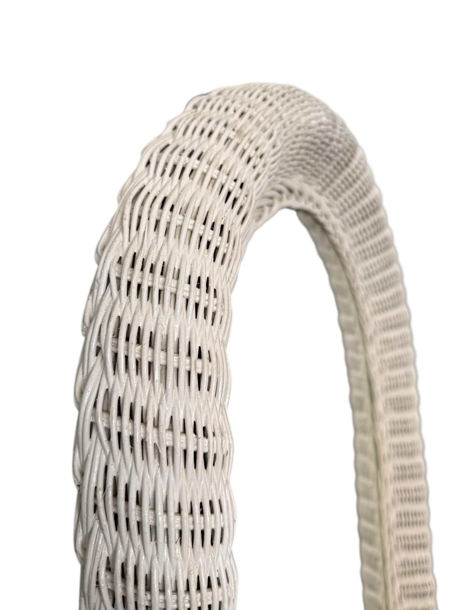 Vintage White Rattan Arched Mirror - 5