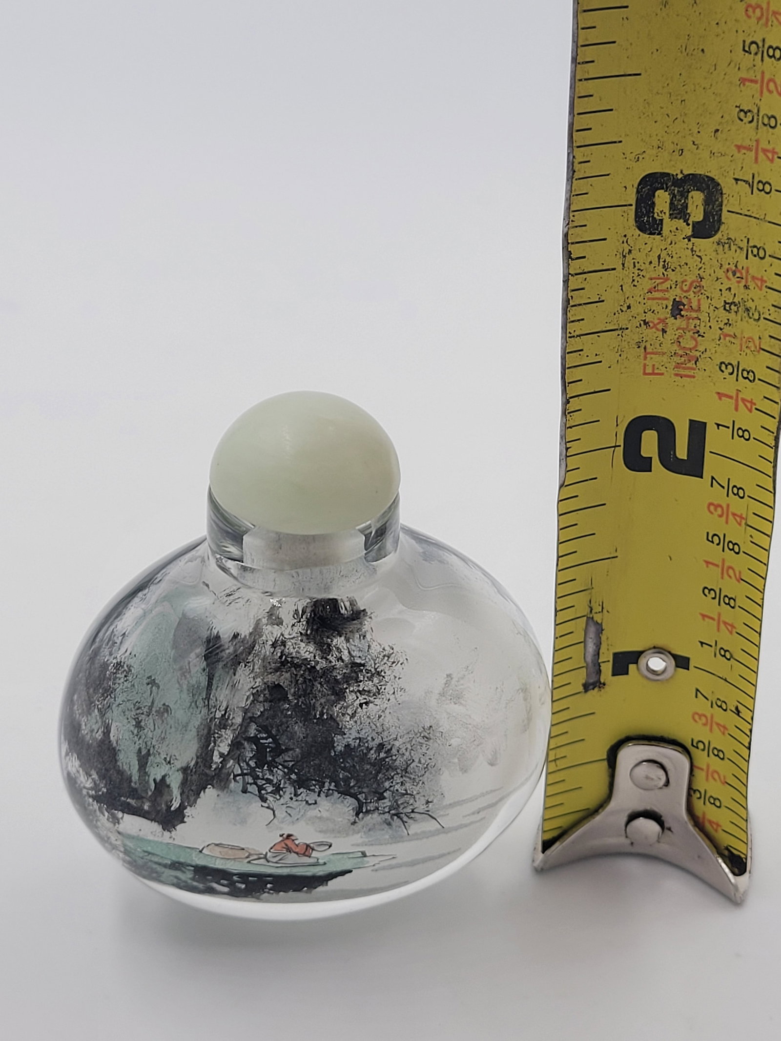 Mid 20th Century Chinese Inside-Painted Glass Snuff Bottle Scholarly Mountain Retreat - 11