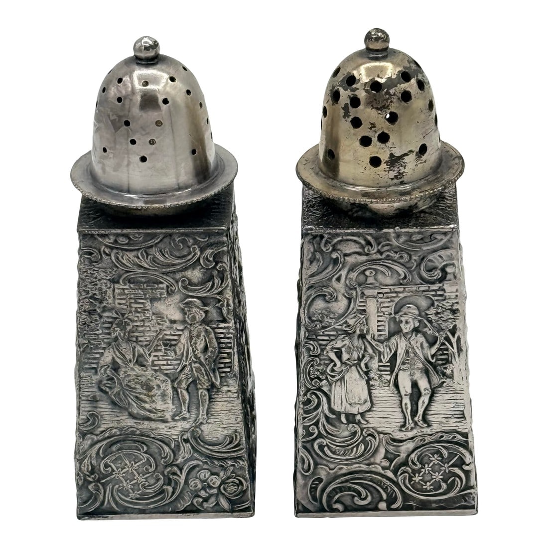 Antique d.s. Co #200 Figural Silverplate Salt & Pepper Shakers – Victorian Rococo Revival Pair (1 of 8)