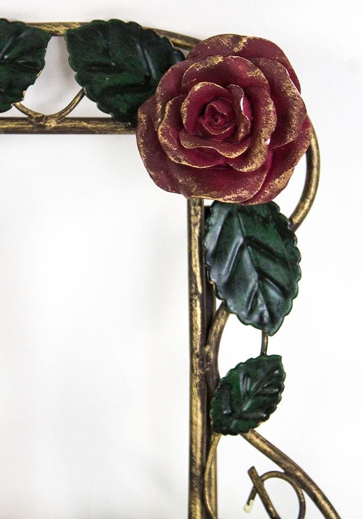 Vintage Metal Tole Frame With Roses Motif - 3
