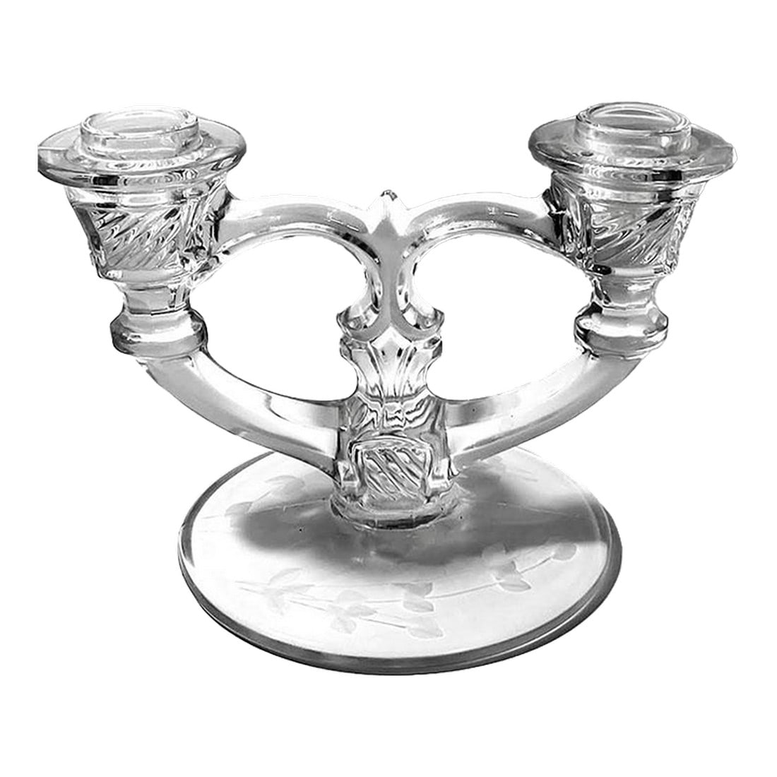 Indiana Glass Company Double Candle Holder Etched Base - 1939-47 (1 of 5)