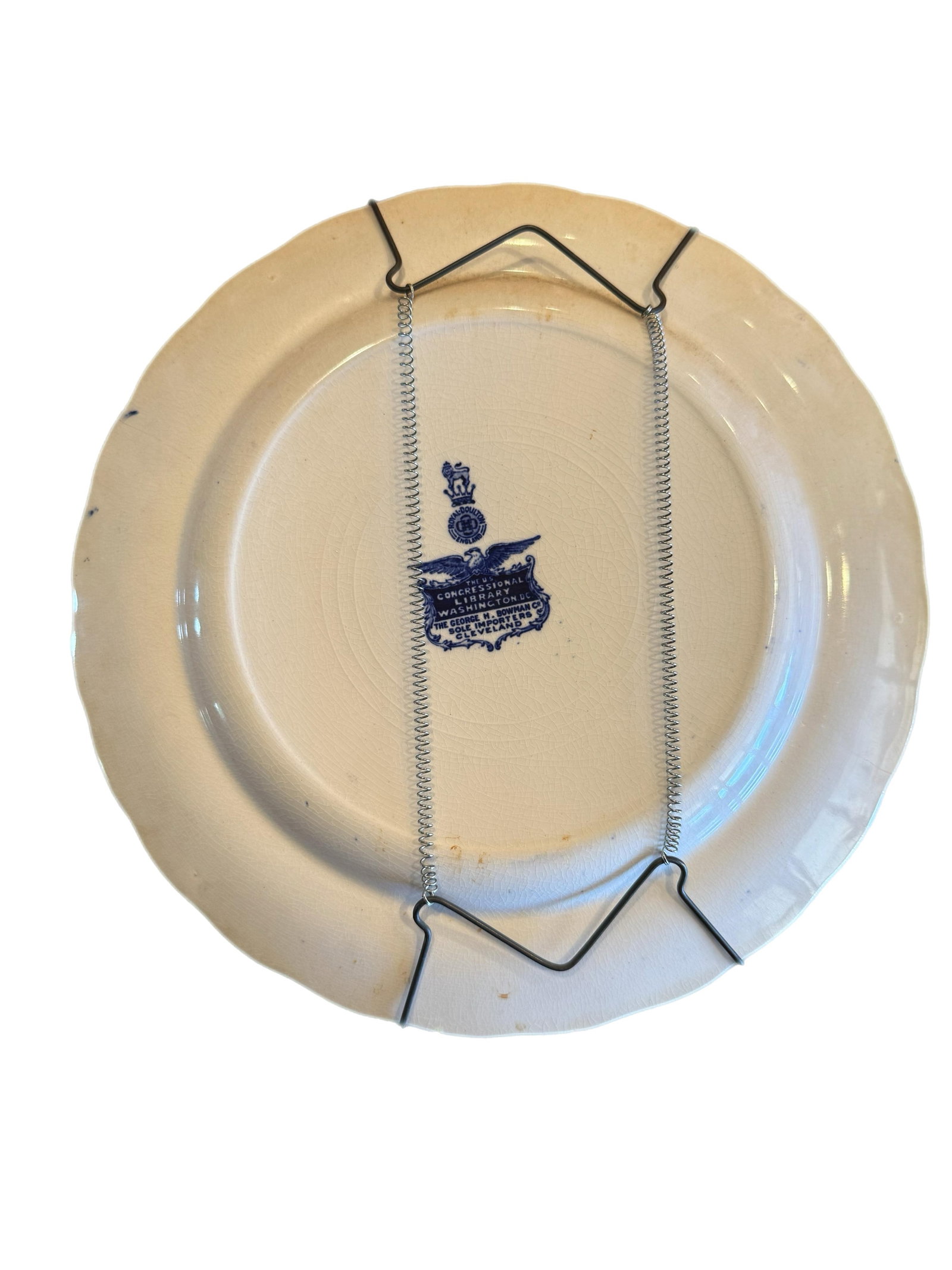 Vintage Royal Doulton Flow Blue Library of Congress Architectural Transferware Plate - 4