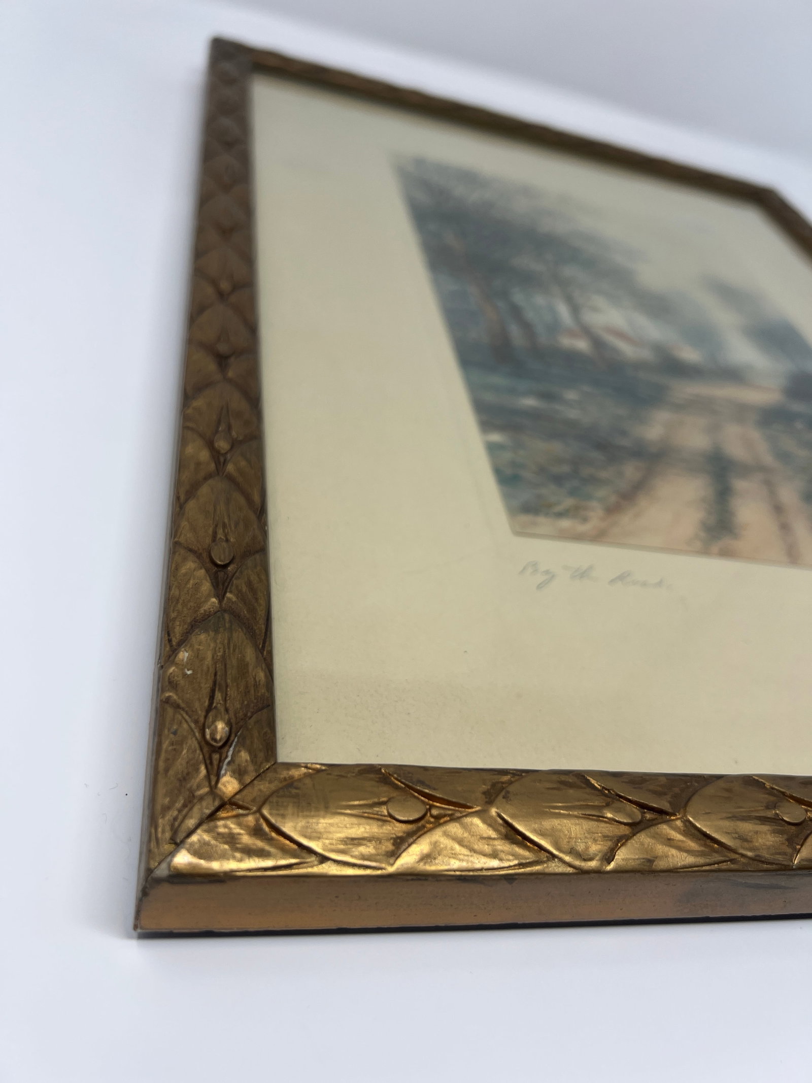 Antique Signed Landscape Lithograph "By the Road," Circa 190 - 6